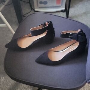 New, never worn paolo shoes, size 7.5, black suede, 2.5 inch heel